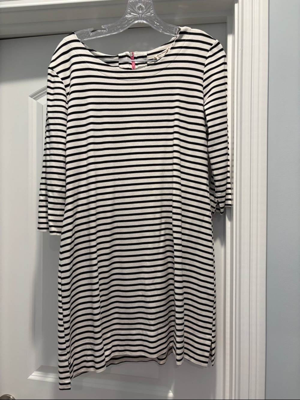 Black and White Striped 3/4 Sleeve Dress